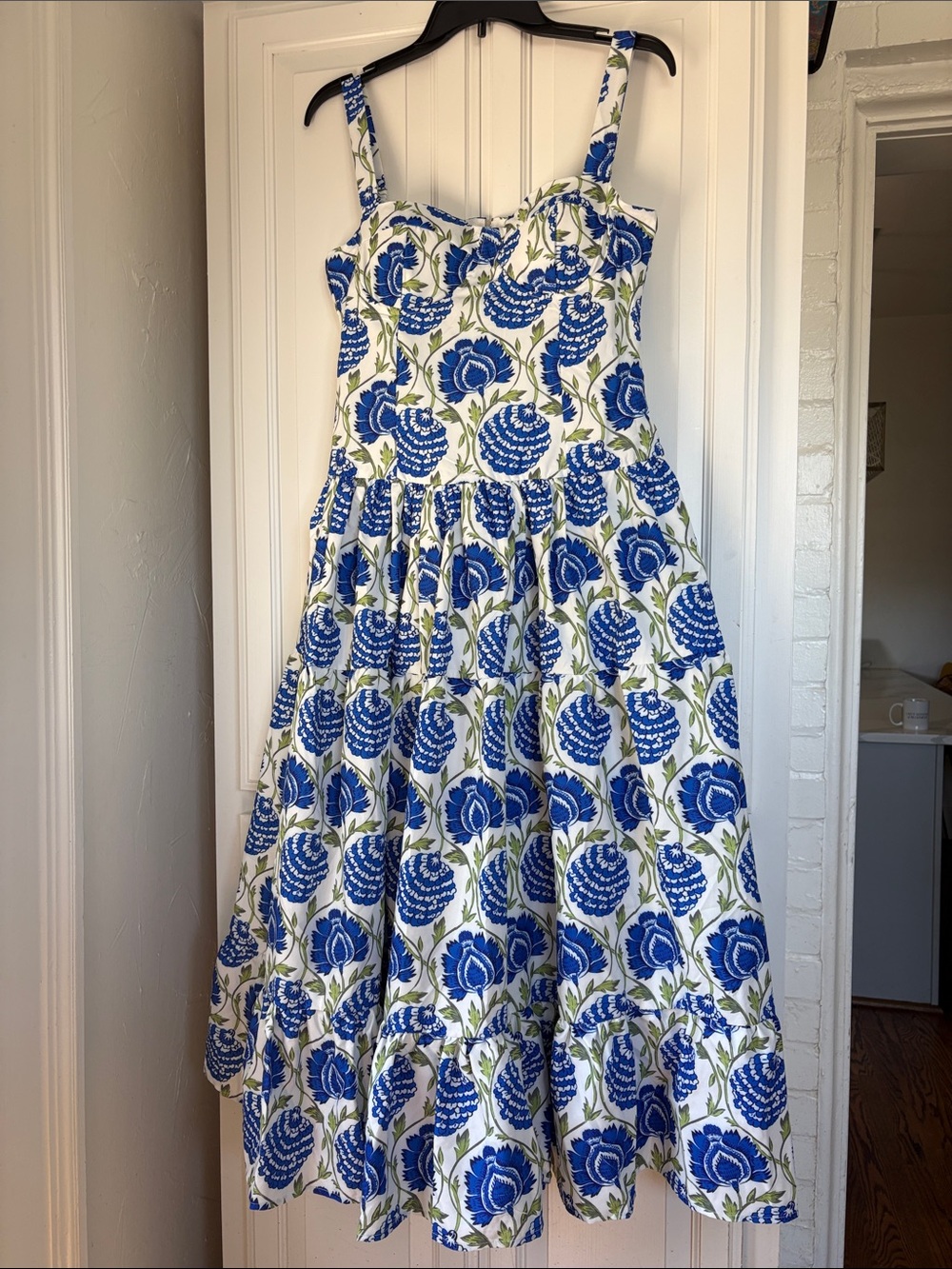 NWT Fancy Boutique Blue Floral Tiered Maxi Dress